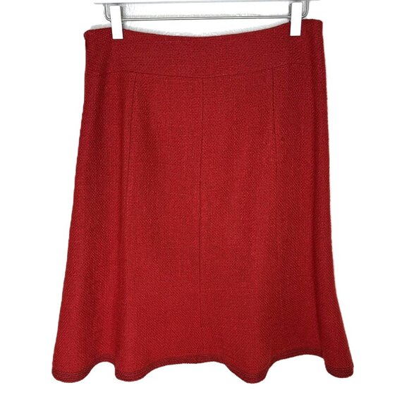 Adolfo Dominguez Red Tweed Boucle Knit Trumpet Skirt, Career, Size 42 EU - Picture 2 of 8